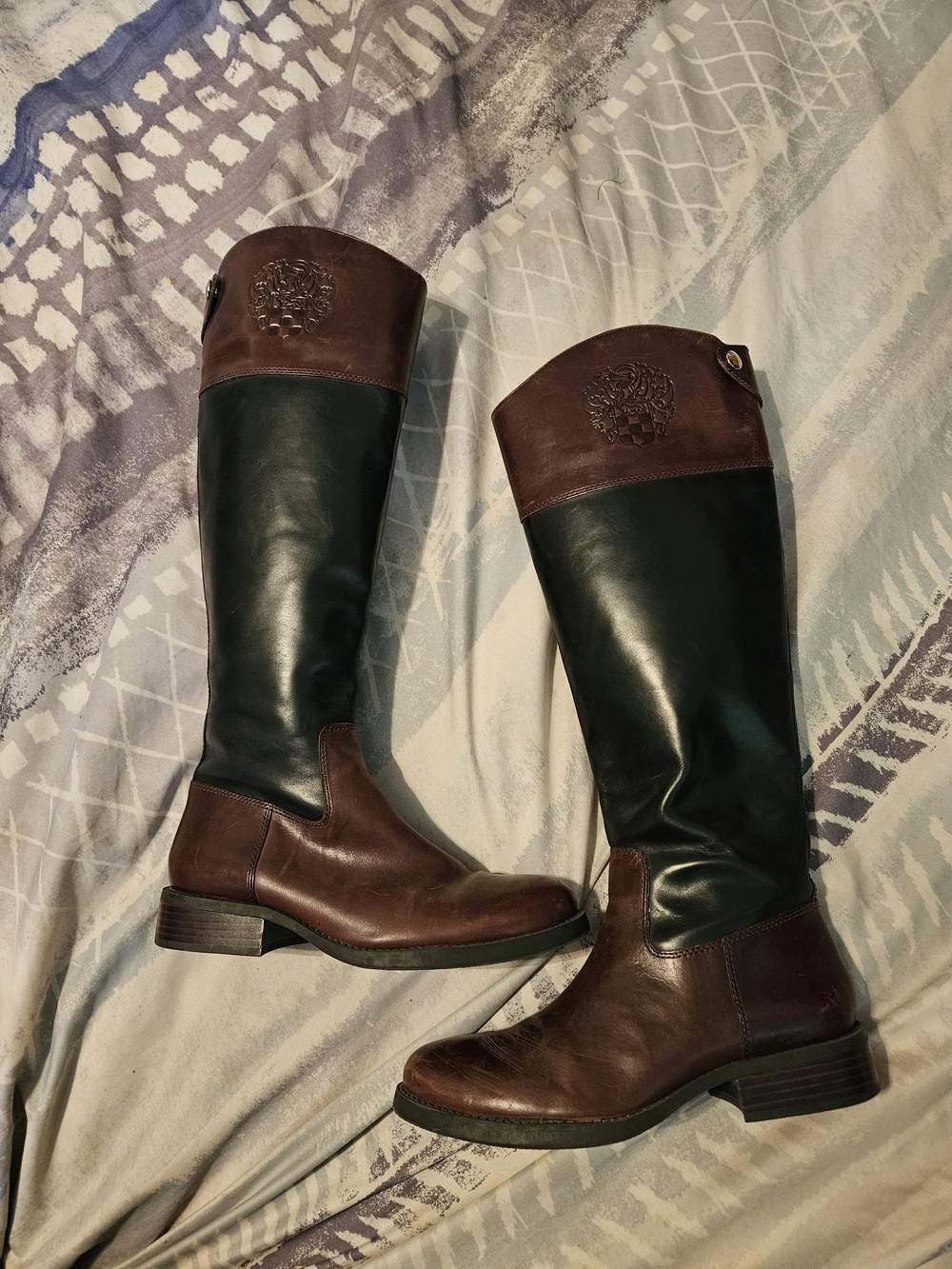 Vince Camuto Two-Tone Brown & Black Over-the-Knee Boots